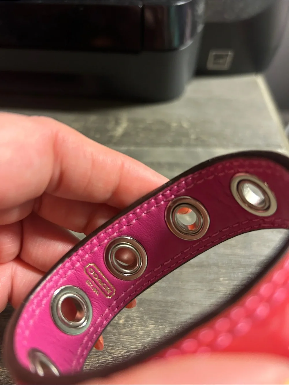 Coach Leather Grommet Bangle Stackable Bracelet